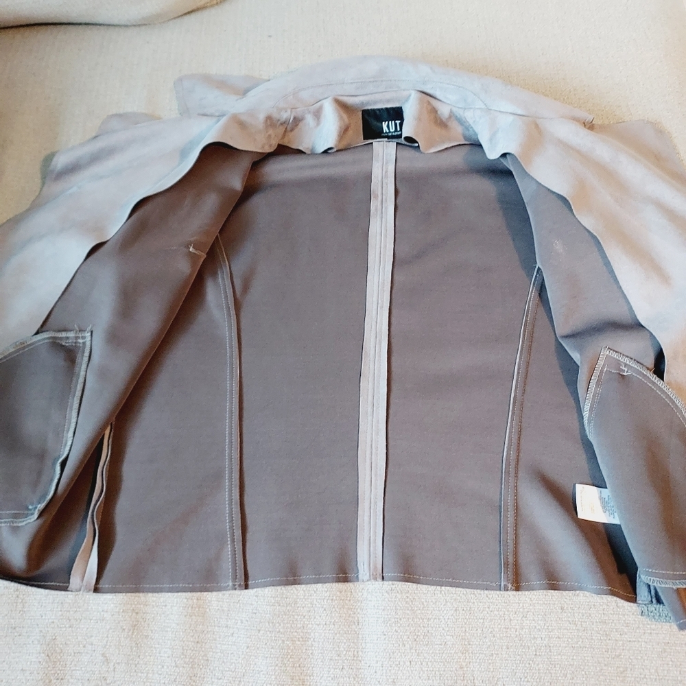 KUT From The Kloth Jacee Open Faux Suede Moto Jacket Sz L - Picture 8 of 11
